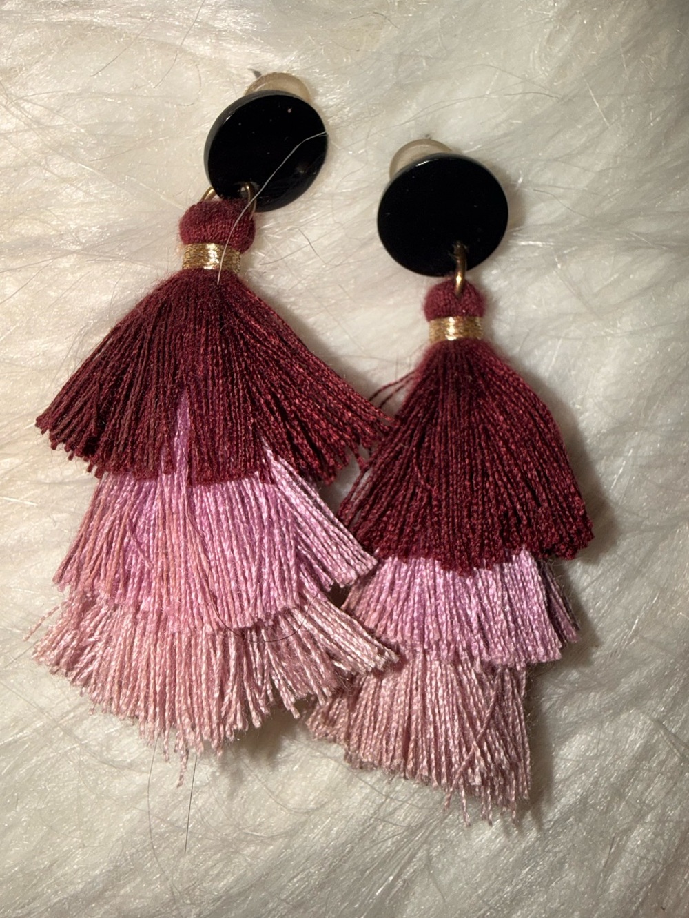Purple tassel earrings